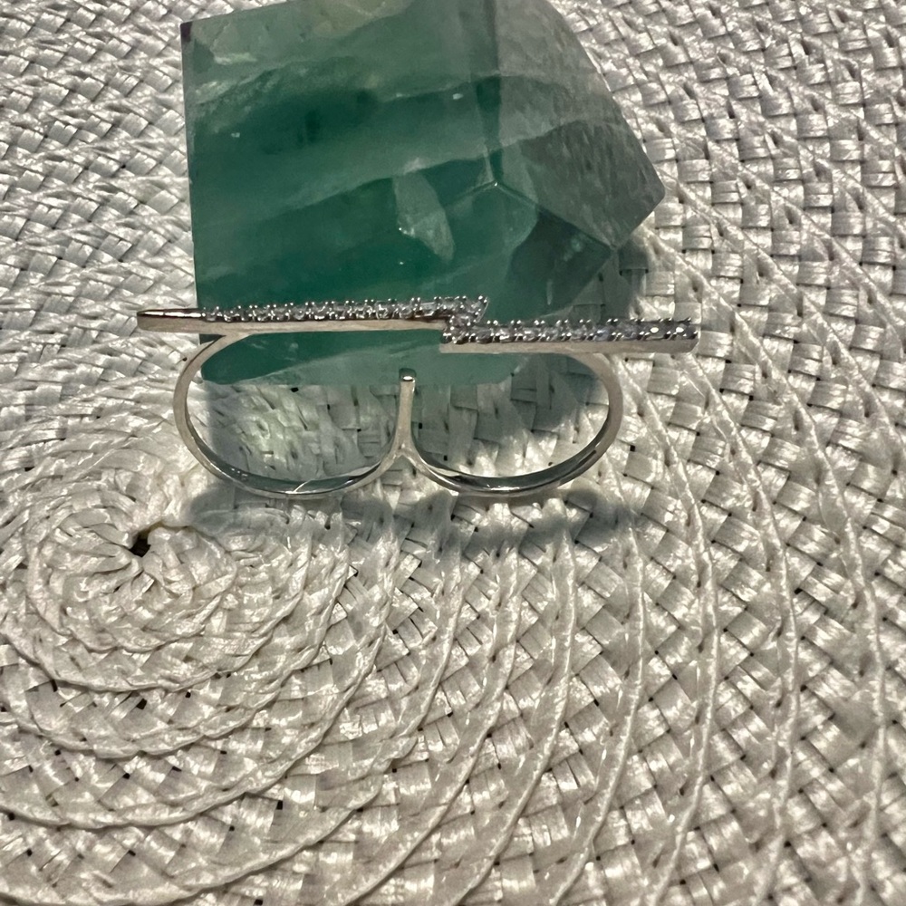 .925 Silver Lightning Bolt Double Ring - image 2